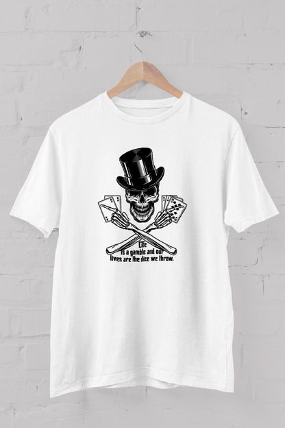 Life is a gamble printed Crew Neck men's t -shirt