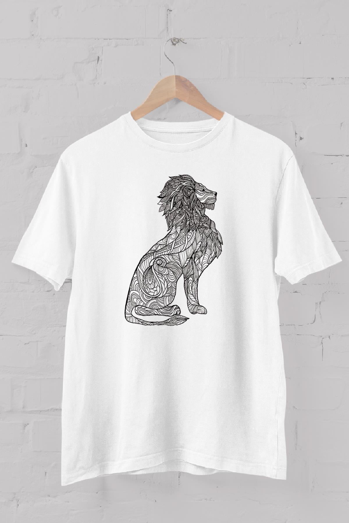 Lion Printed Crew Neck Men's T -shirt