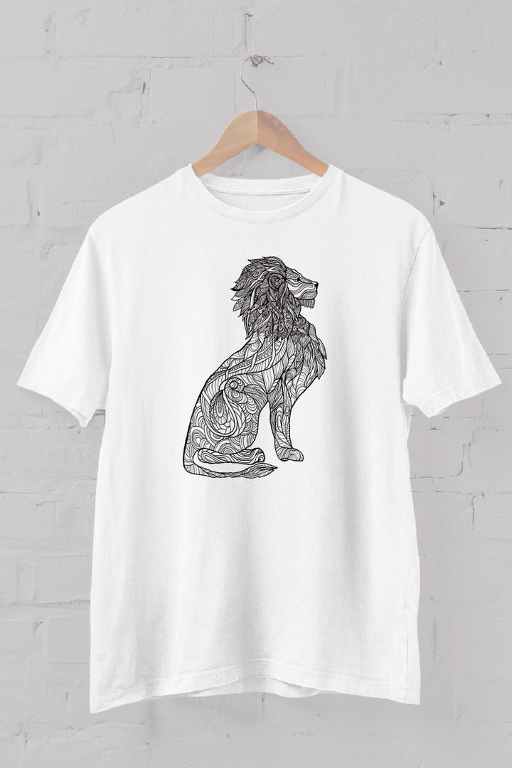 Lion Baskılı Bisiklet Yaka Erkek Tişört Blah.