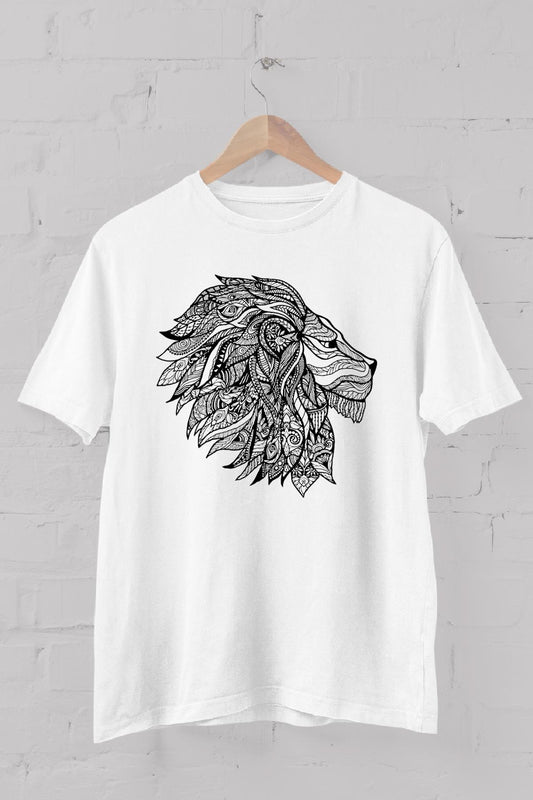 Lion Printed Crew Neck Men's T -shirt