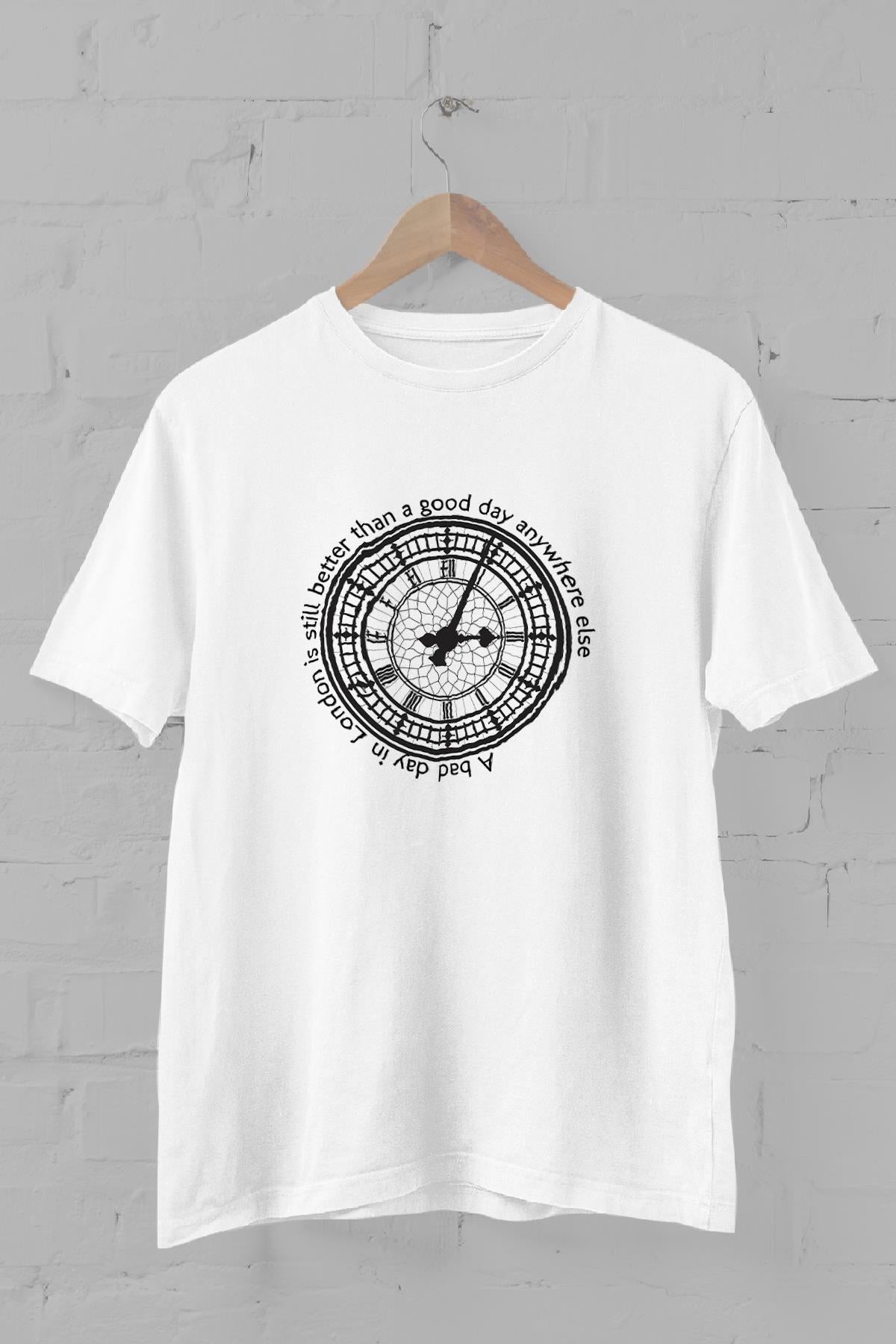 London Big Ben Printed Crew Neck Men's T -shirt