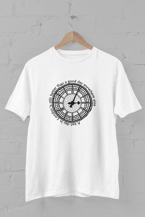 London Big Ben Baskılı Bisiklet Yaka Erkek Tişört Blah.