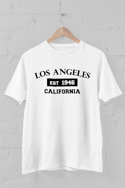 Los Angeles California Printed Crew Neck Men's T -shirt
