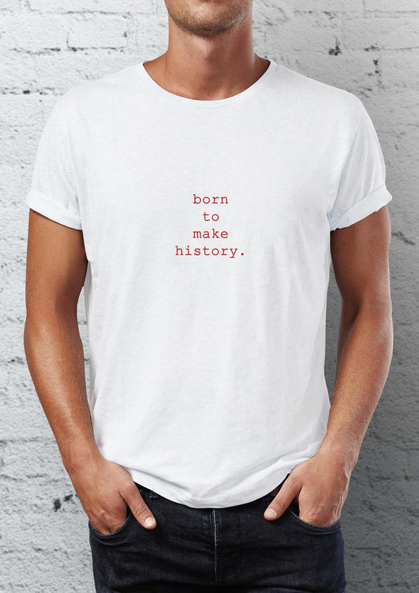 Make History Baskılı Bisiklet Yaka Erkek Tişört Blah.