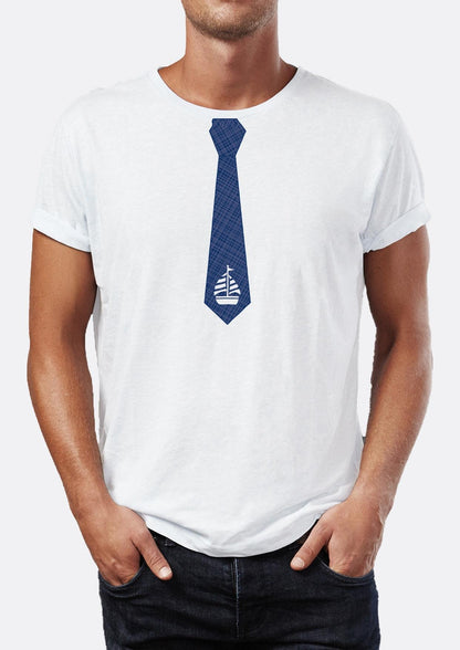 Blue Sailing Tie Printed Bicycle Bike Men's T -shirt