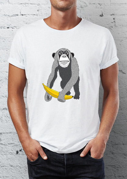 Monkey printed Crew Neck men's t -shirt