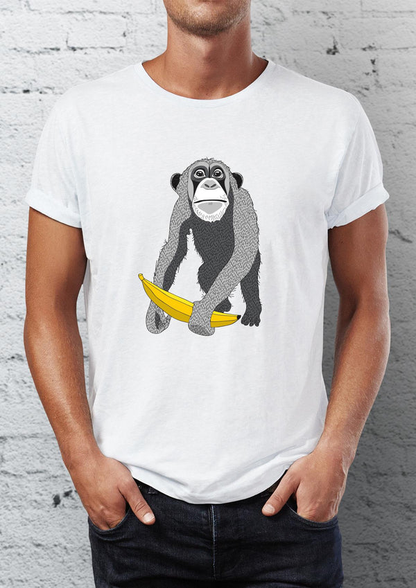 Monkey Printed Crew Neck Men's T-Shirt