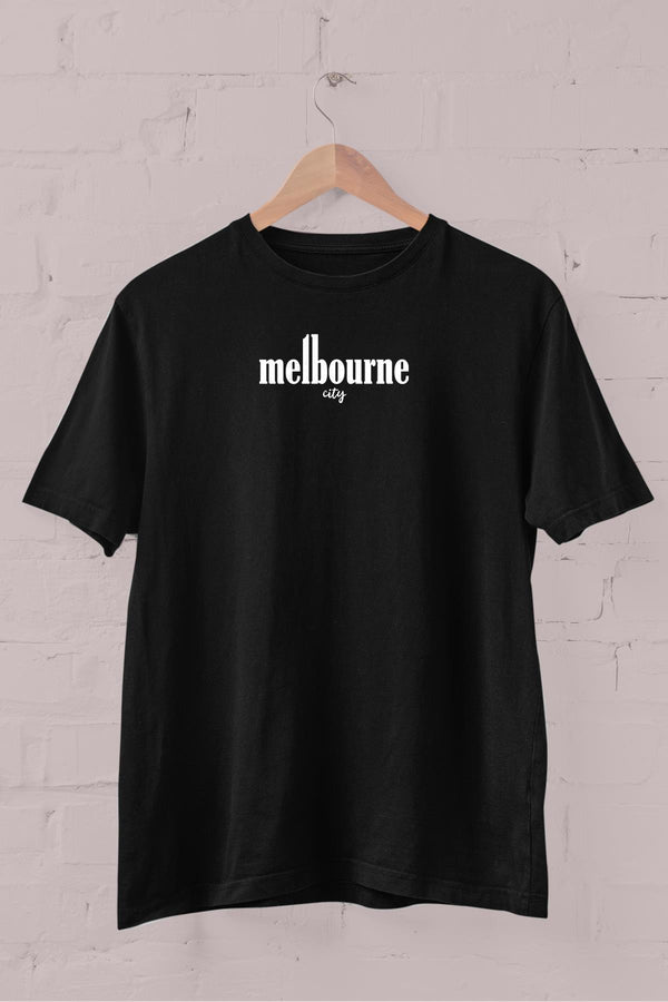 Melbourne Baskılı Bisiklet Yaka Erkek Tişört Blah.