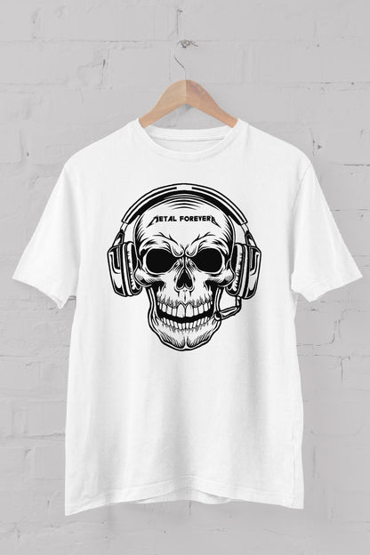 Metal Forever Skeleton Printed Crew Neck Men's T -shirt