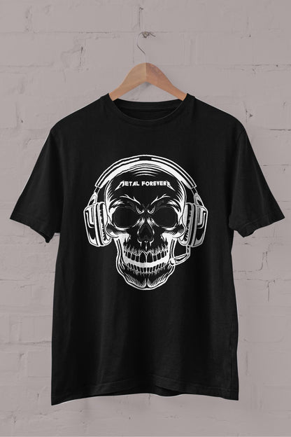 Metal Forever Skeleton Printed Crew Neck Men's T -shirt