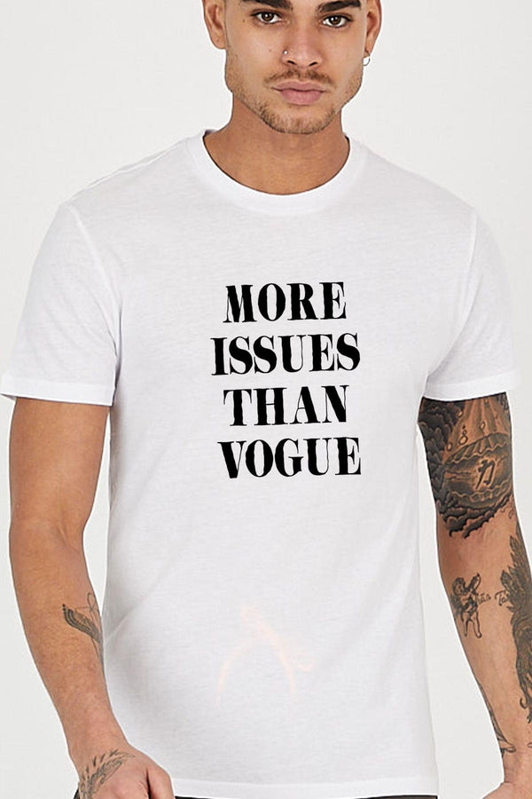 More issues than vogue Baskılı Bisiklet Yaka Erkek Tişört Blah.