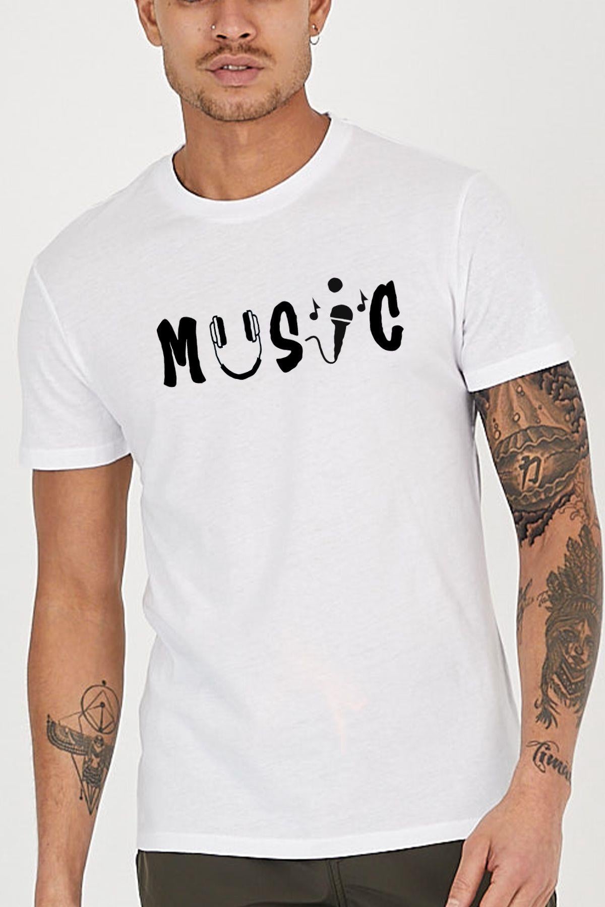 Music printed Crew Neck men's t -shirt