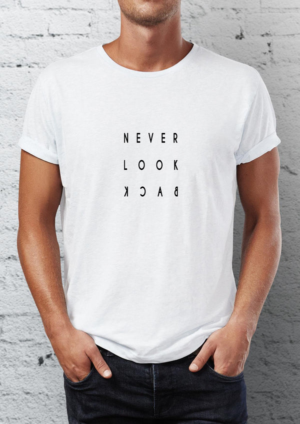 Never Look Back Printed Crew Neck Men's T-Shirt