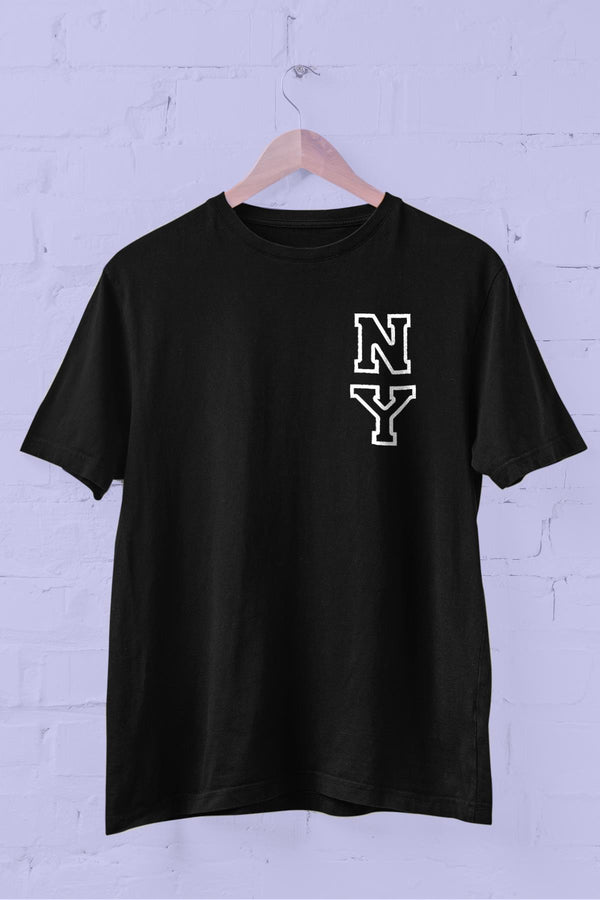 new york Arma Baskılı Bisiklet Yaka Erkek Tişört Blah.