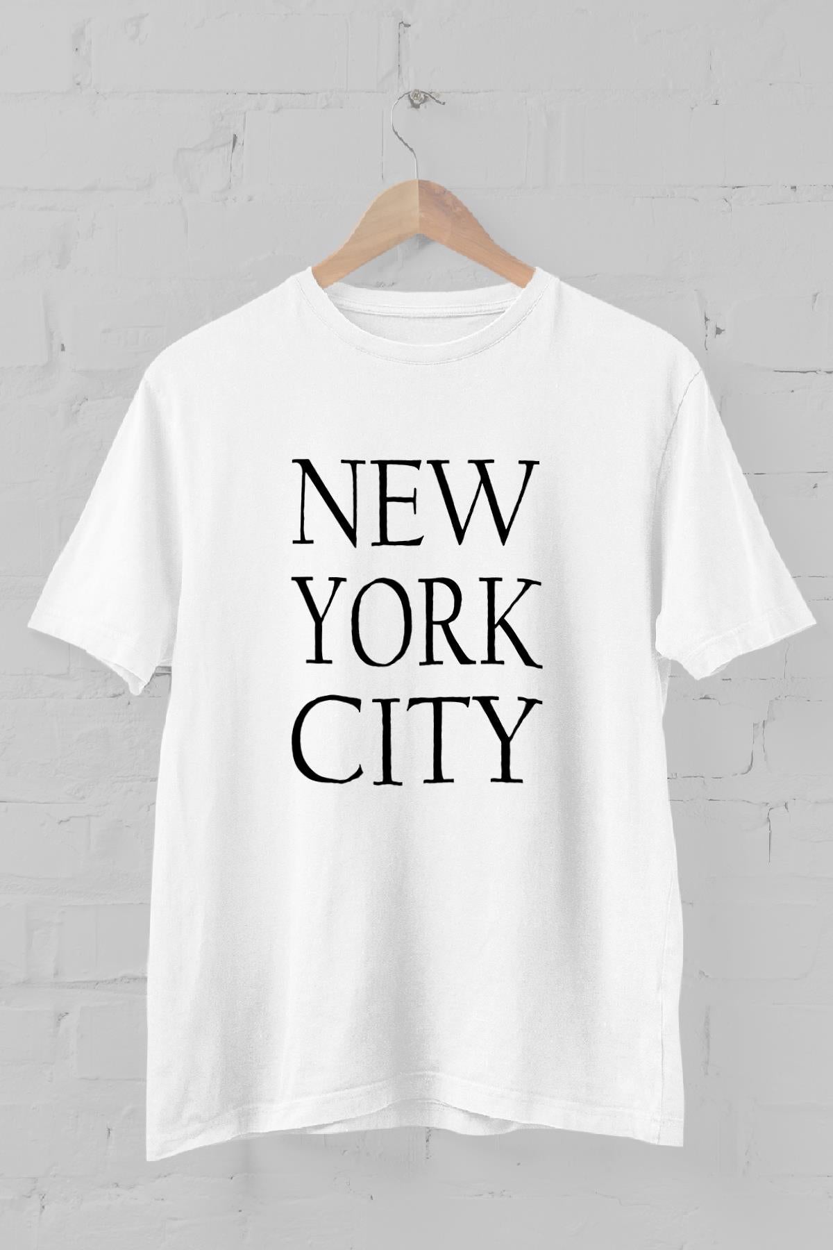 new york city Baskılı Bisiklet Yaka Erkek Tişört