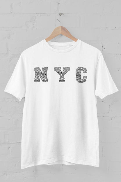 New York City Ethnic Pattern Printed Crew Neck Men's T -shirt