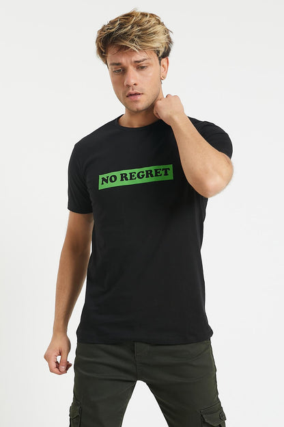 No Regret Graphic Printed, Cotton Crew Neck Men's T -shirt