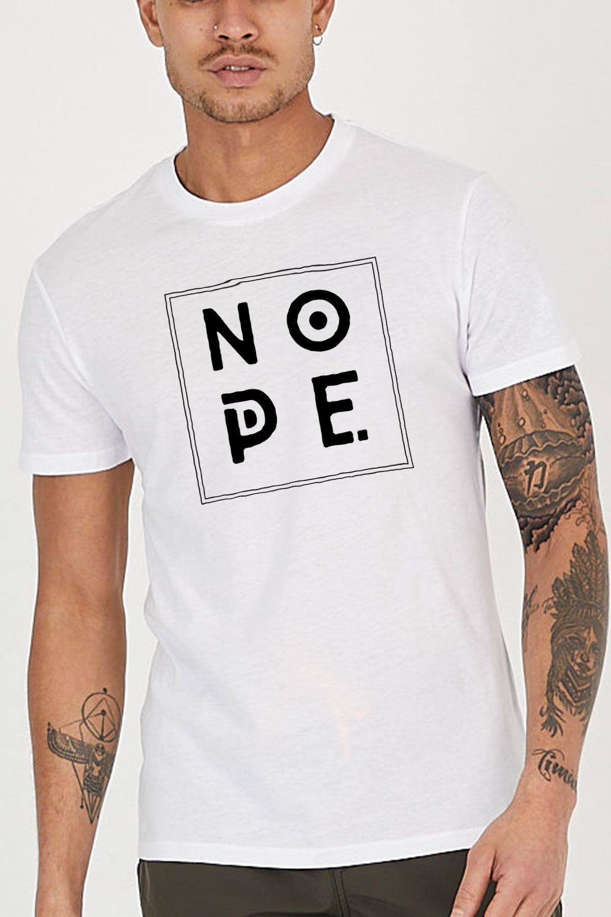 Nope Slogan Printed Crew Neck Men's T -shirt