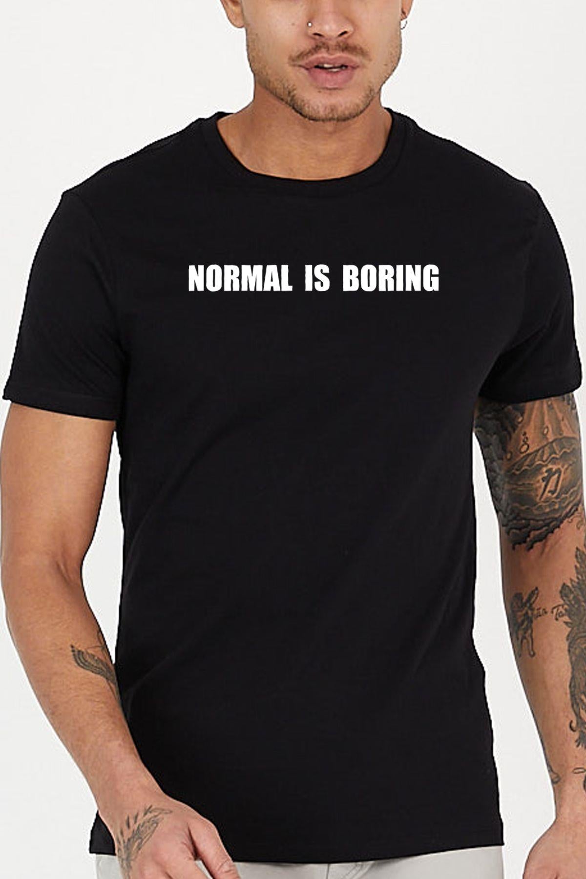 Normal is Boring Printed Crew Neck Men's T -shirt
