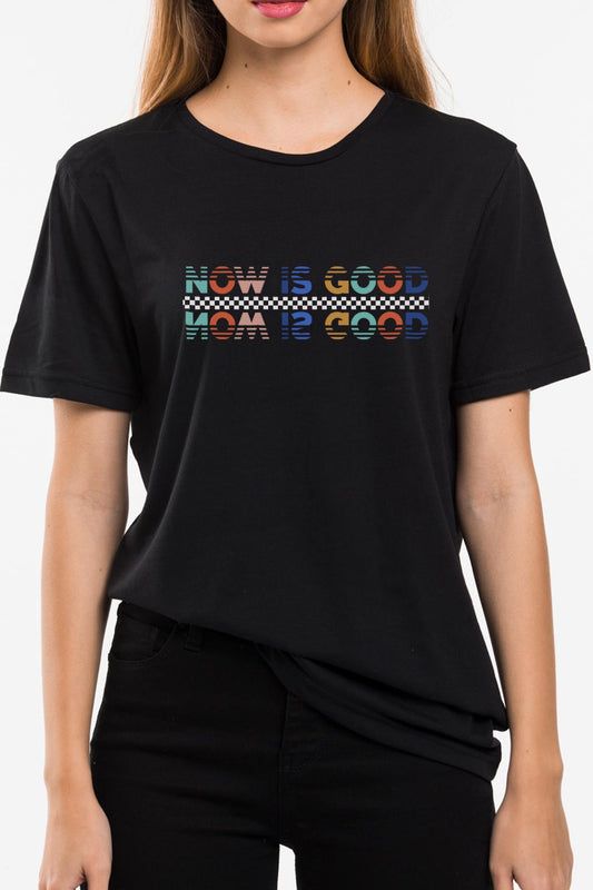 Now is Good Printed Oversize Crew Neck woman T -shirt