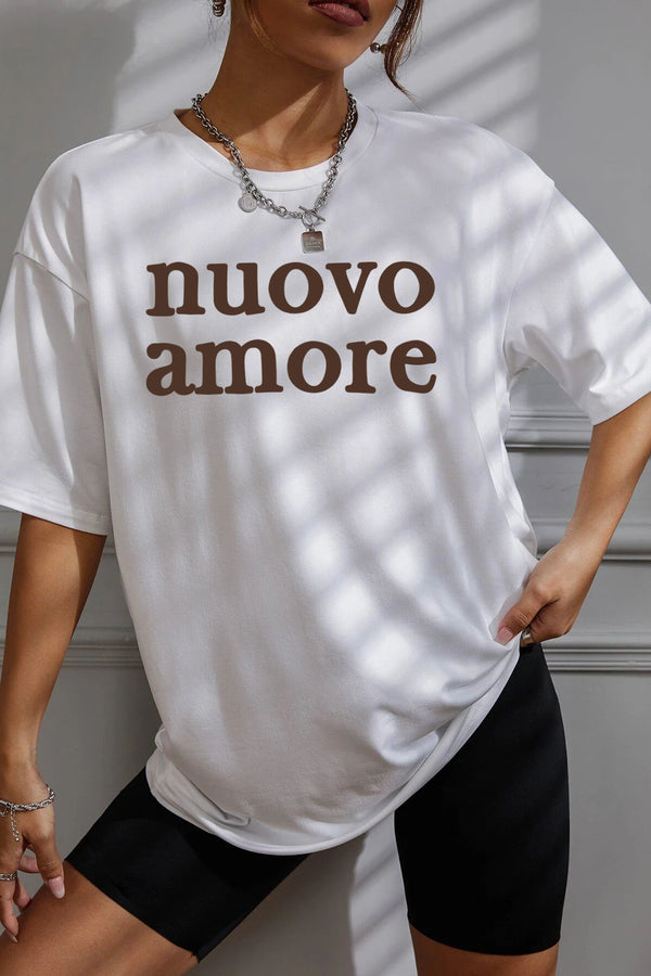 nuovo amore Printed Oversize 100% Cotton Women's T-Shirt