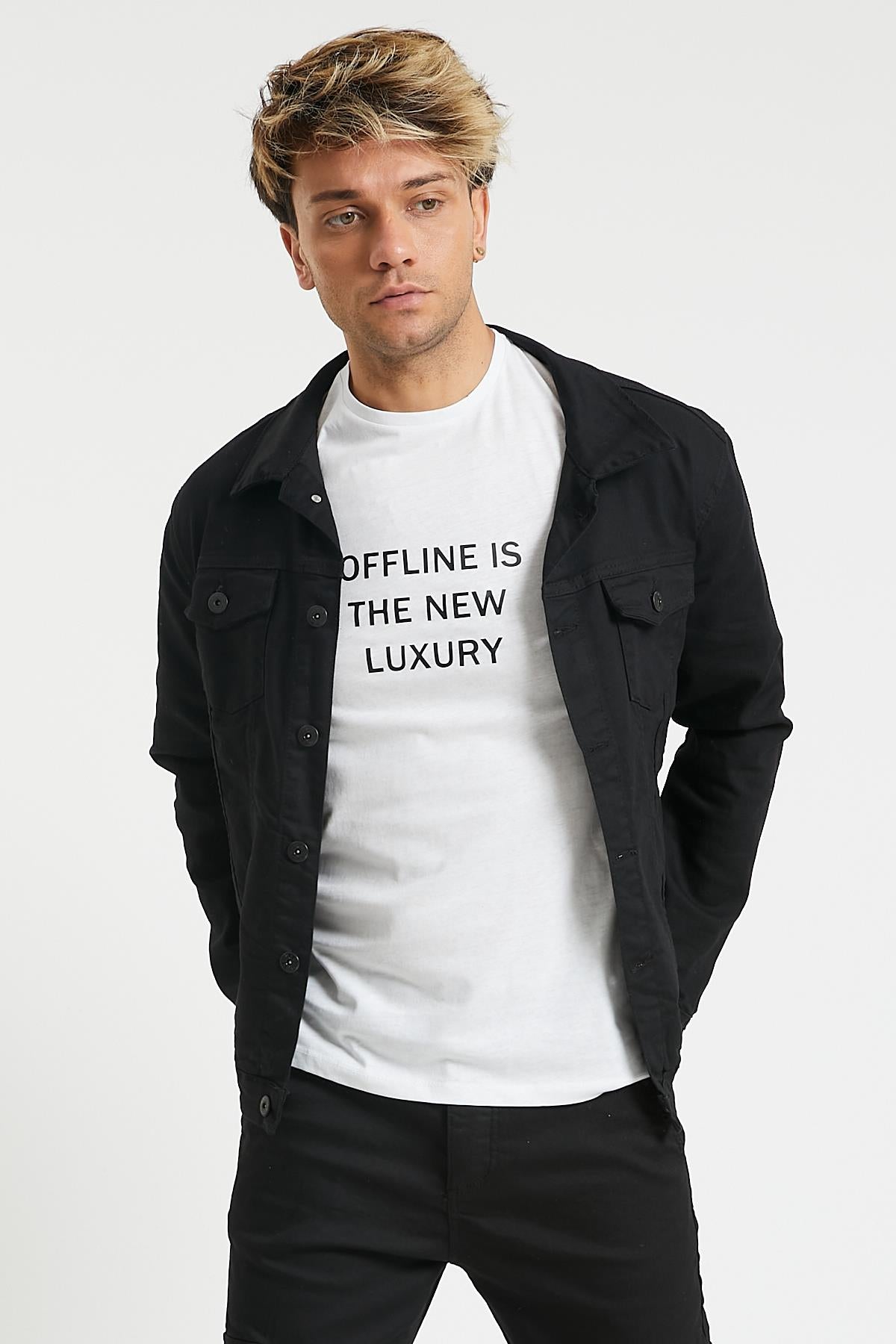 Off LINE IS THE NEW Luxury Graphic Printed, Cotton Crew Neck Men's T -shirt