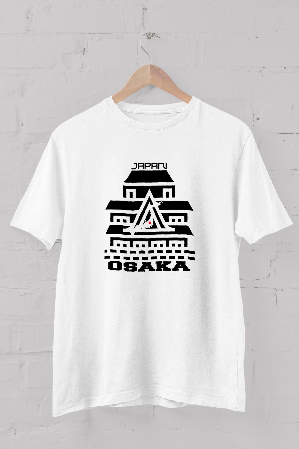 Osaka silhouette typography printed Crew Neck men's t -shirt