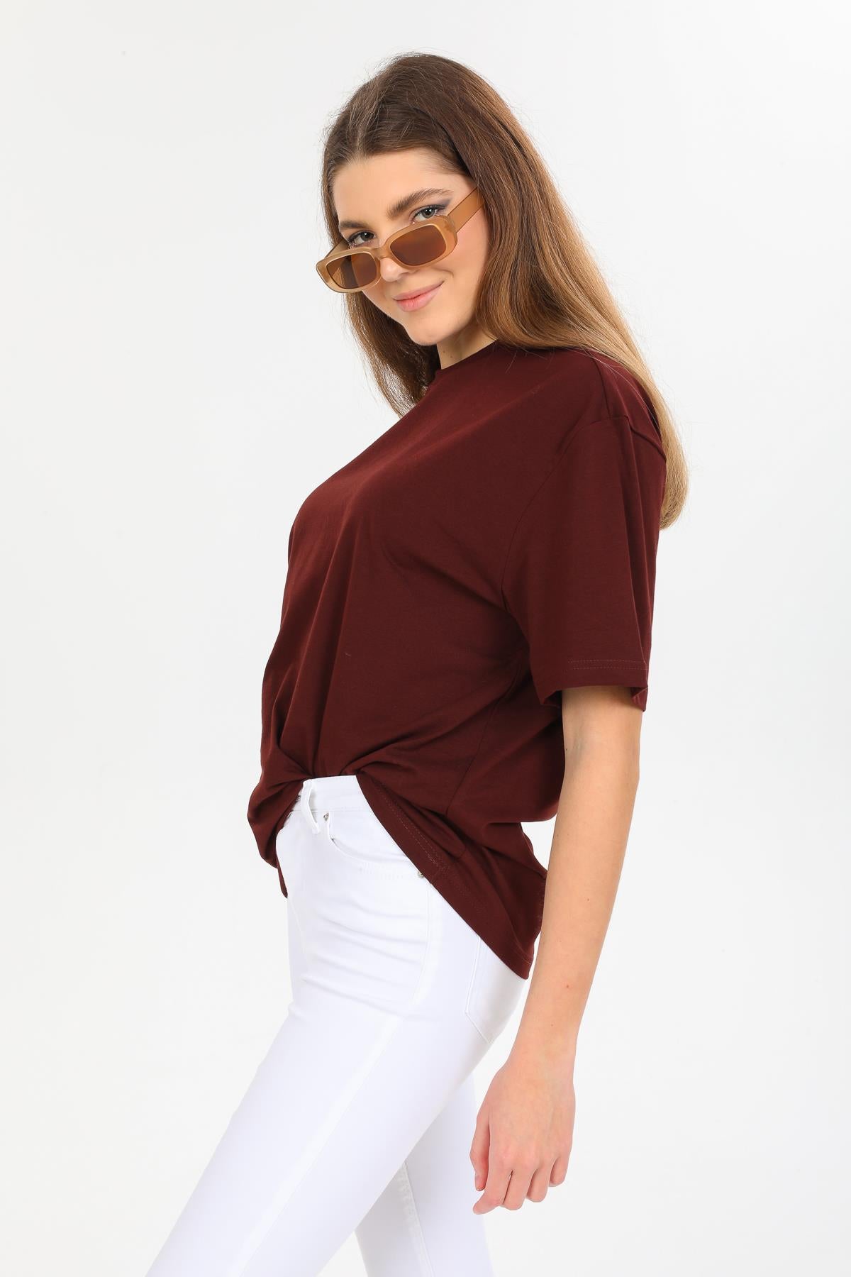 Oversize Fit Pamuklu Kısa Kollu Basic Uniseks Kadın Erkek Unisex Tişört