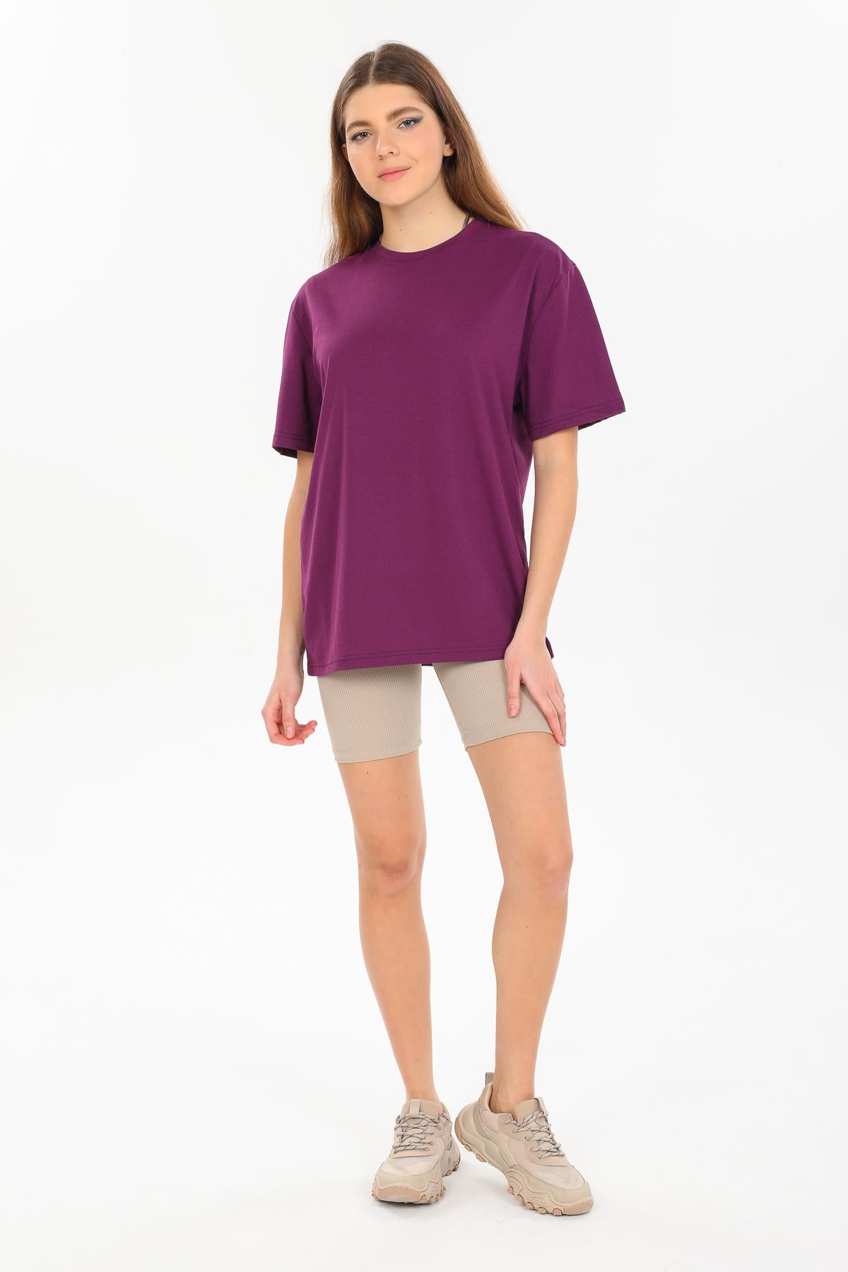 Oversize Fit Pamuklu Kısa Kollu Basic Uniseks Kadın Erkek Unisex Tişört