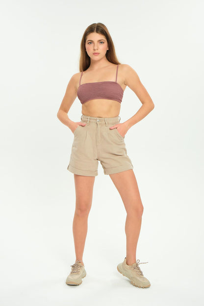 Paça folded woman gabardin shorts