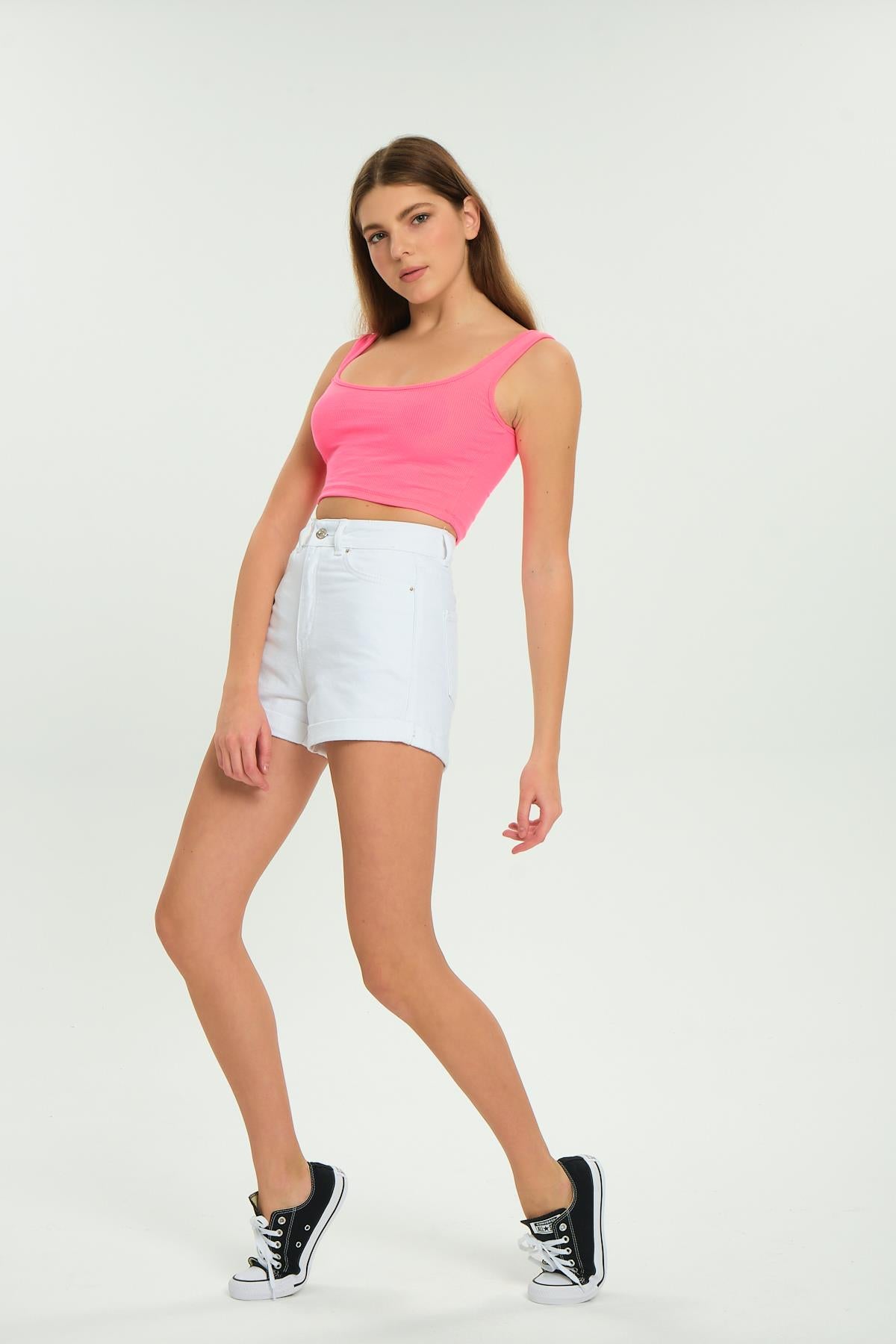 Paça folded woman gabardin shorts