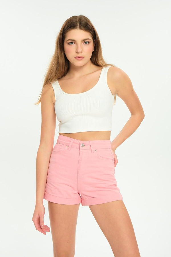 Paça Katlamalı Kadın Gabardin Şort Domoda