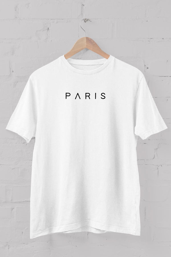 Paris Baskılı Bisiklet Yaka Erkek Tişört Blah.