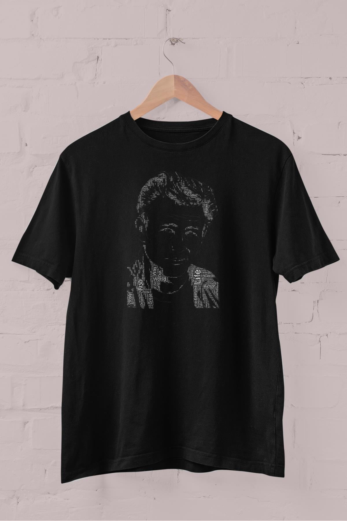 Portrait Typography Printed Crew Neck Men's T -shirt