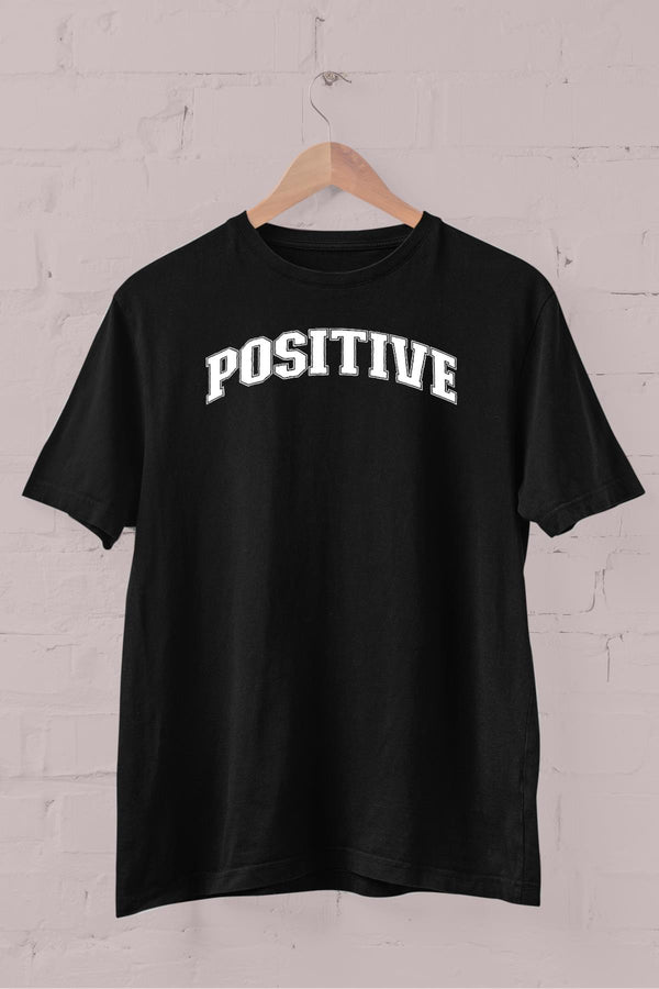 Positive Kolej Baskılı Bisiklet Yaka Erkek Tişört Blah.