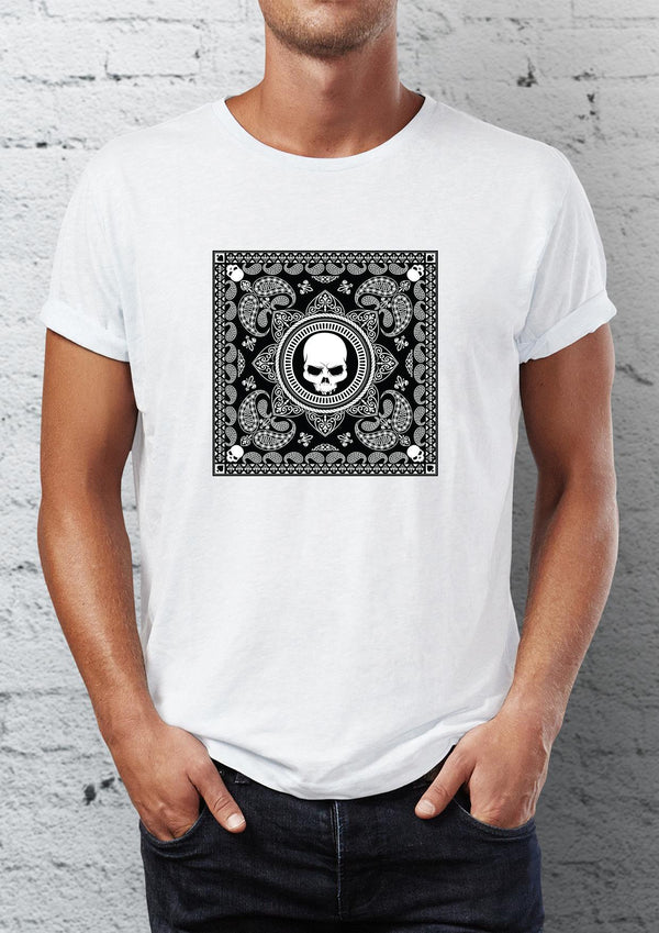 Shawl Pattern Printed Crew Neck Men's T-Shirt