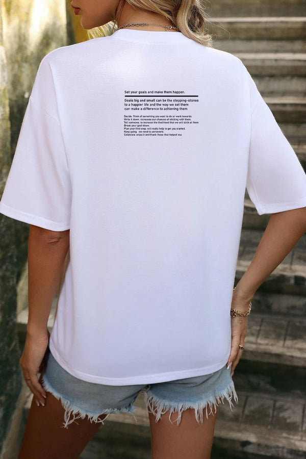 Set your goals Back Printed Oversize 100% Cotton Women's T-Shirt