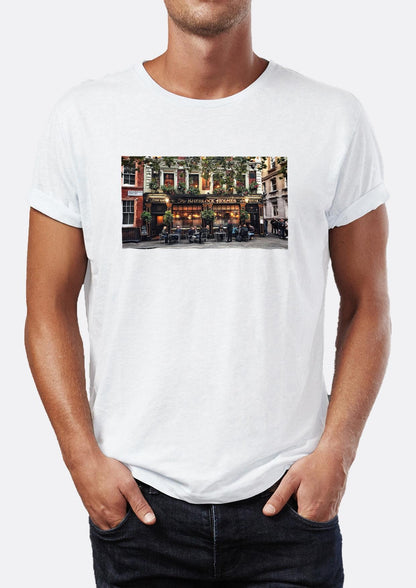 Sherlock Holmes Restoran Baskılı Bisiklet Yaka Erkek Tişört