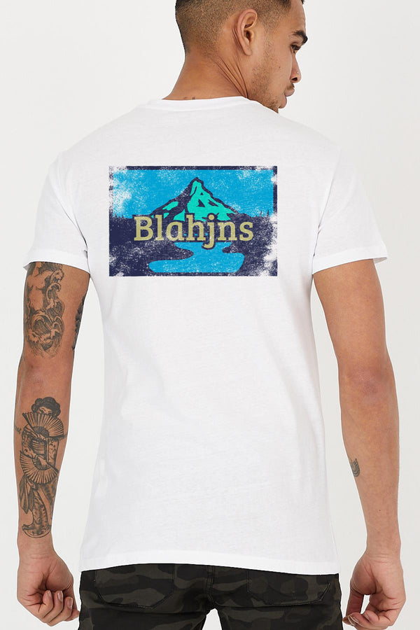 Sırtı Blah Jeans Baskılı Bisiklet Yaka Rahat Reguler Kalıp Erkek Tişört Blah.