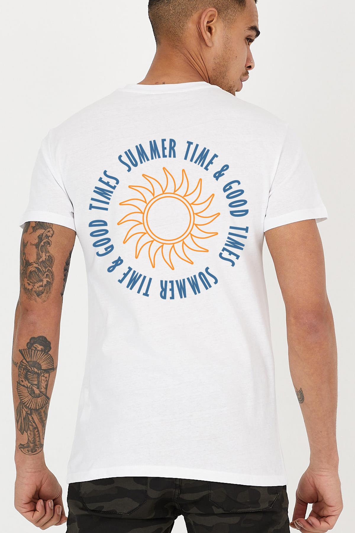 Summer Time Printed Crew Neck Comfortable Reguller Mold Men's T -shirt