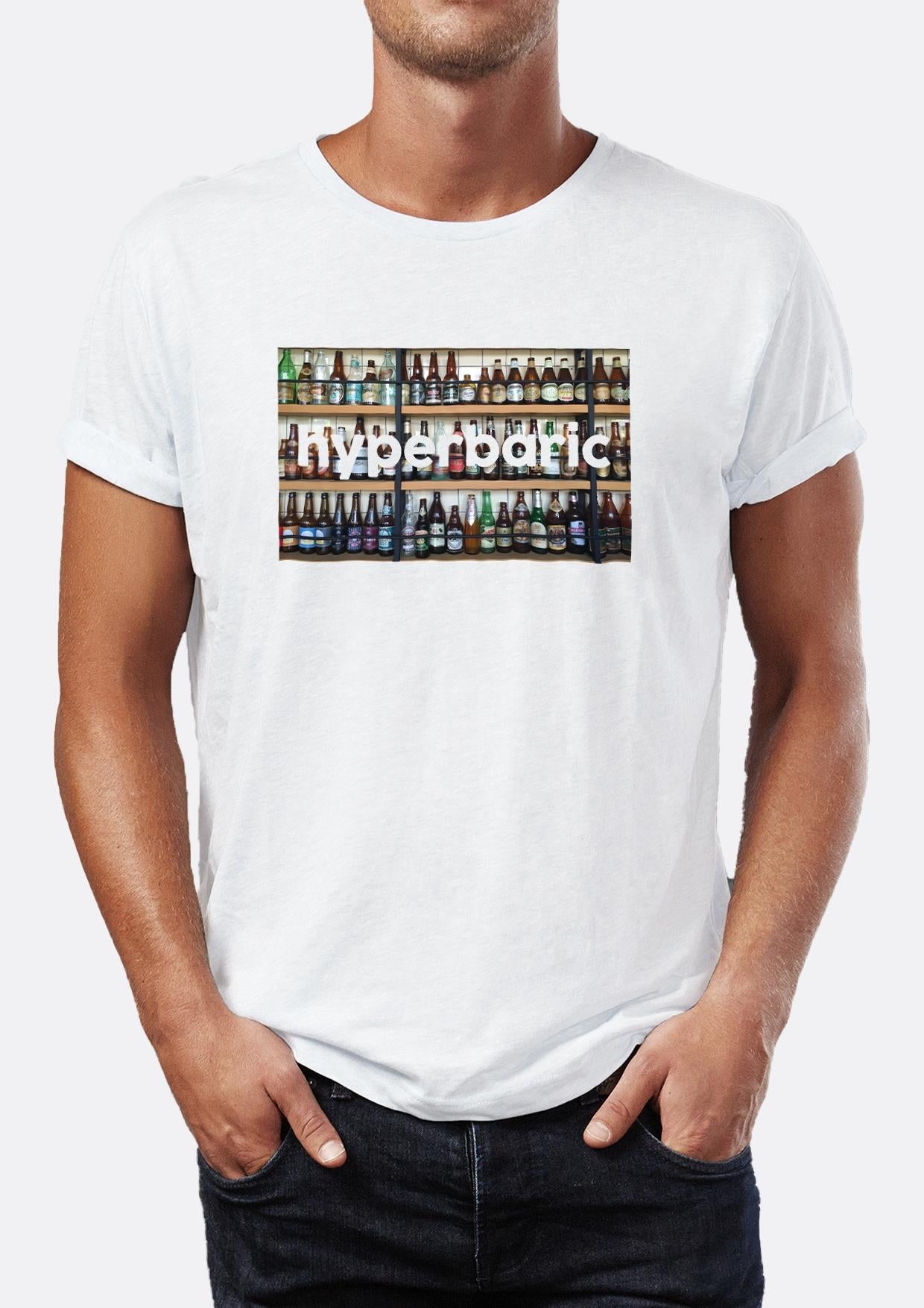 Hyperbaric printed Crew Neck collar men T -shirt on bottle visuals