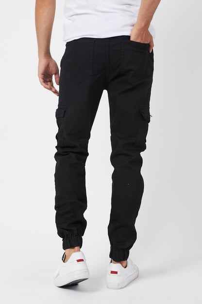 Slim Fit None Denim Side Pocket Luffed Lagging, Paçları Tire Flexible Cargo Men's Pants