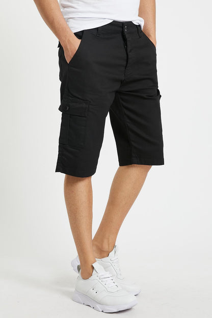 Slim Fit None Denim Side Pocket Flexible Fabric Men's Jean Cargo Shorts