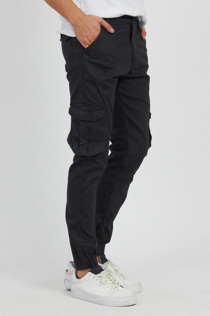 Slim Fit None denim as well as bellows pockets, buttoned, leg tire flexible fabric men's cargo pants