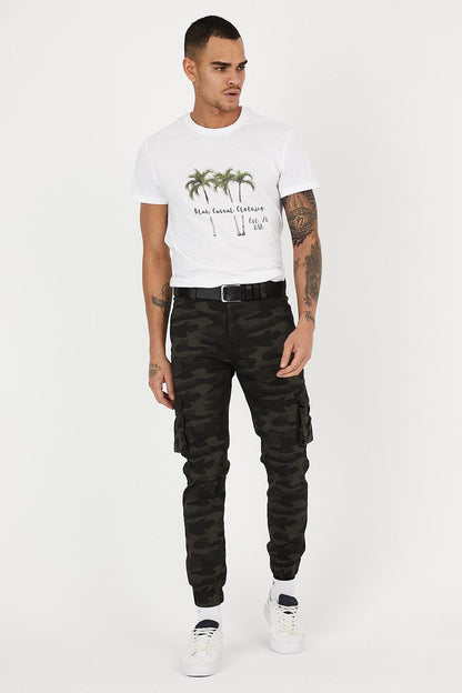 Slim Fit None denim as well as bellows pockets, buttoned, leg tire flexible fabric men's cargo pants