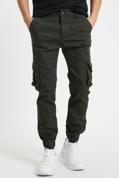 Slim Fit None denim as well as bellows pockets, buttoned, leg tire flexible fabric men's cargo pants