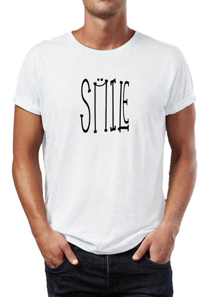 Smile illustration printed Crew Neck men's T -shirt