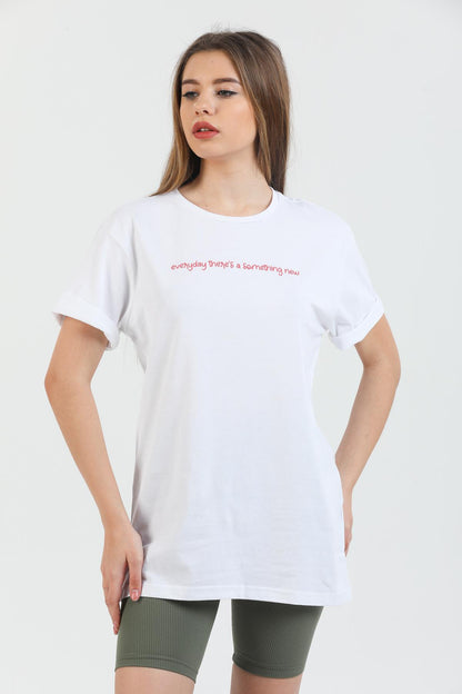 Something New Printed Cotton Crew Neck Oversize female T -shirt.