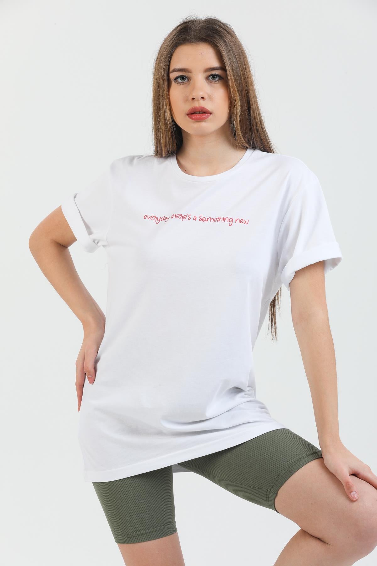 Something New Printed Cotton Crew Neck Oversize female T -shirt.