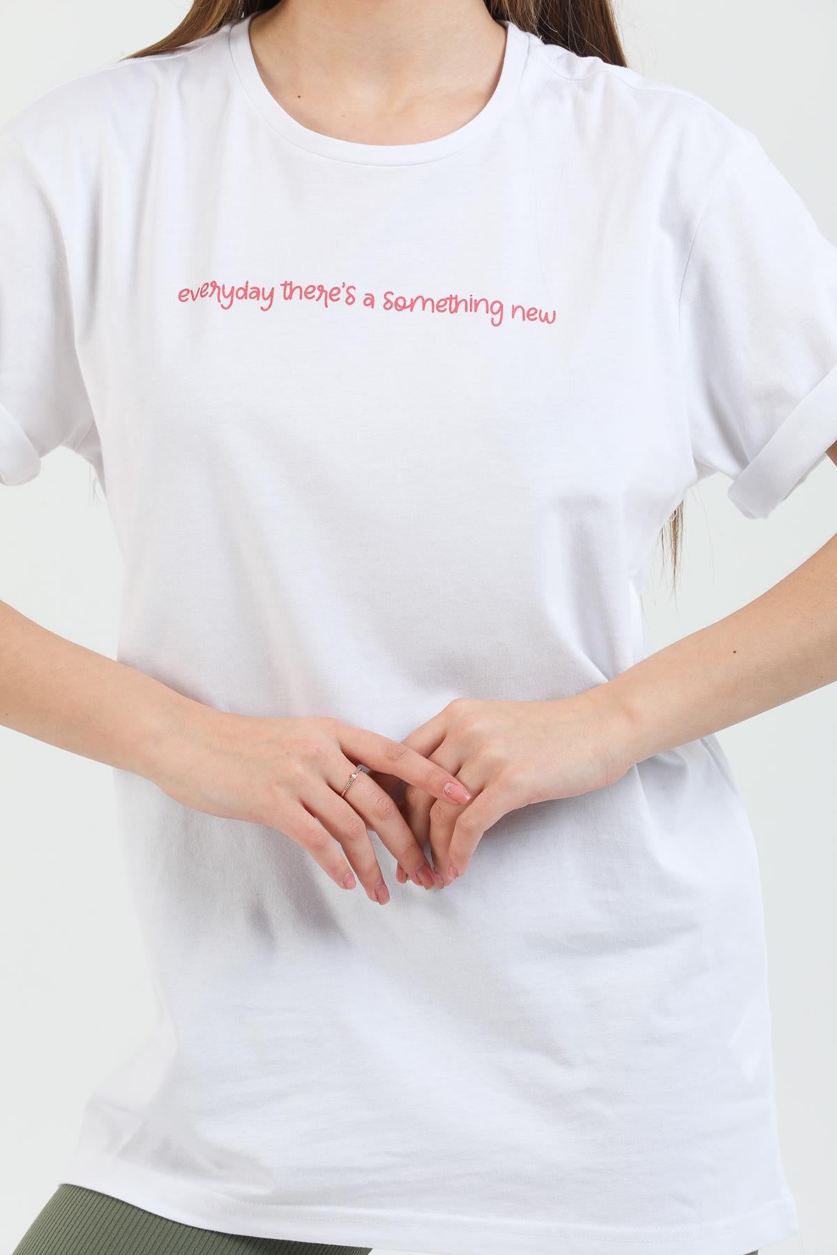 Something New Printed Cotton Crew Neck Oversize female T -shirt.